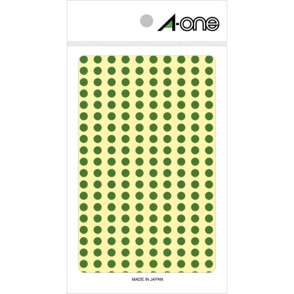 プリンター用紙 カラーラベル 丸型 5mmφ 緑9シート(1800片) エーワン
