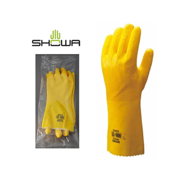 ゴム手袋 SD-1000 耐溶剤手袋 L・イエロー ショーワグローブ