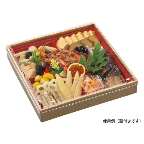 弁当容器 WPS-角300-300透明蓋付V 市松金 エフピコ