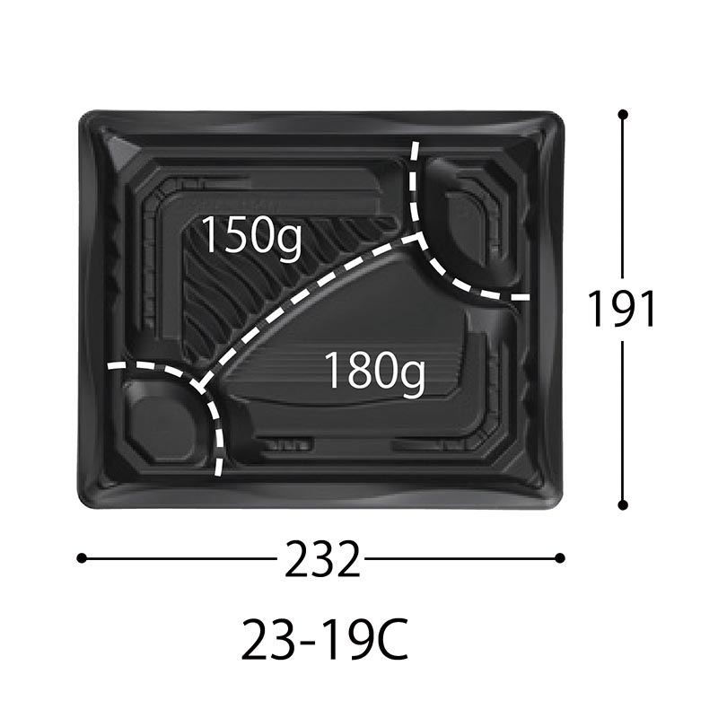 弁当容器 CT いろは 23-19C 赤黒-BK 身 中央化学