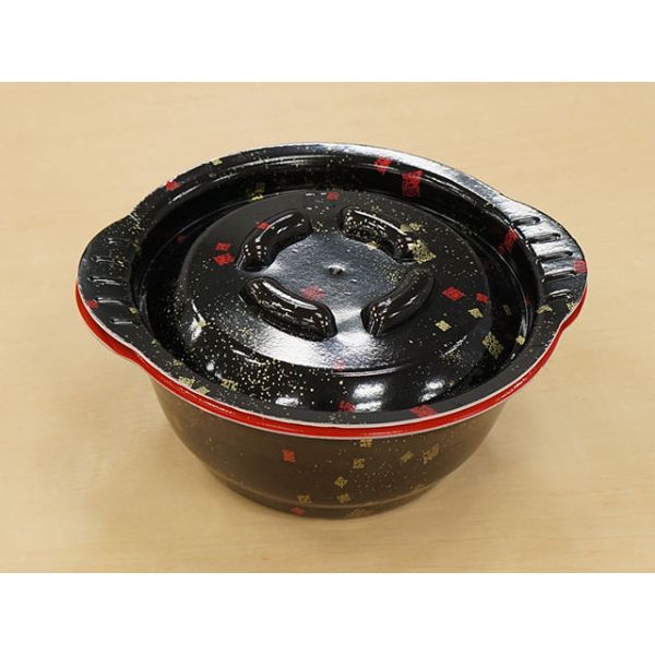 スープ容器 KD-170 黒まきえ内赤セット 青葉紙業