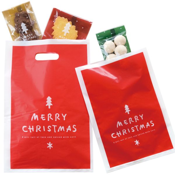 ポリ手提げ シンプルクリスマス PEバッグ-4(100枚) ヘッズ