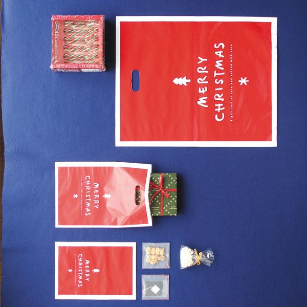 ポリ手提げ シンプルクリスマス PEバッグ-4(100枚) ヘッズ