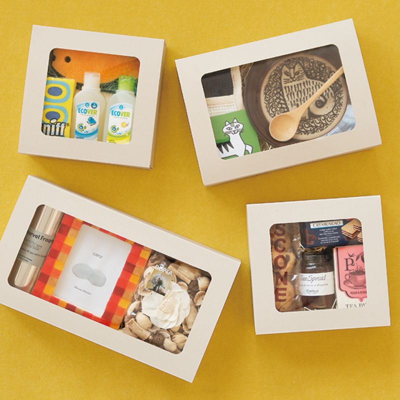 ギフト箱 無地窓付ギフトボックス アイボリー-S(10枚) ヘッズ