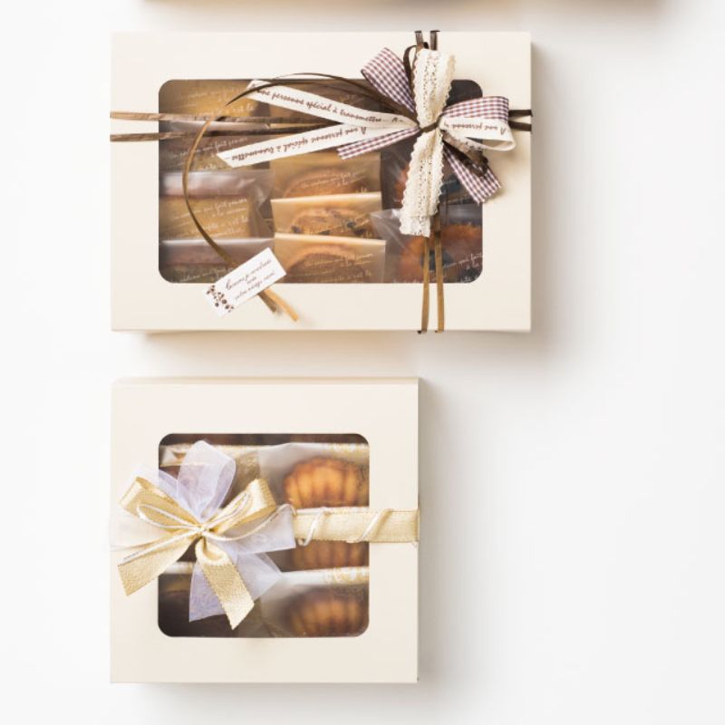 ギフト箱 無地窓付ギフトボックス アイボリー-S(10枚) ヘッズ