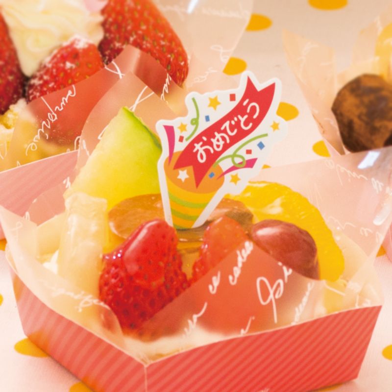 スウィーツ用品 オメデトウケーキピック-1(100枚) ヘッズ