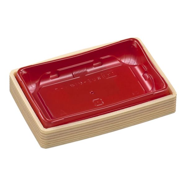 寿司容器 WUS-M1中ハーフ 柾目赤 エフピコ