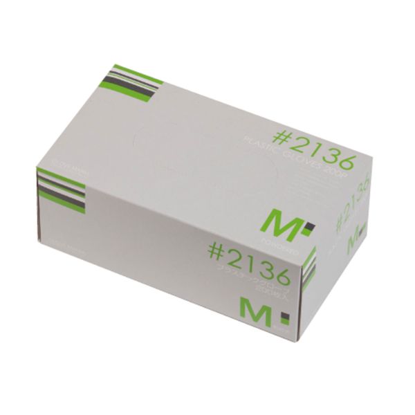 2136 プラスチックグローブ粉付200枚入 M