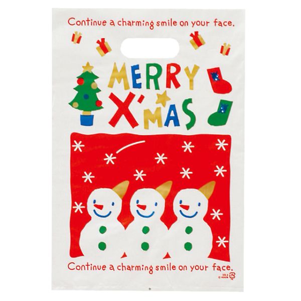 ポリ手提げ クリスマススノーマン PEバッグ-4(100枚) ヘッズ