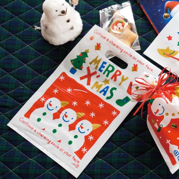ポリ手提げ クリスマススノーマン PEバッグ-4(100枚) ヘッズ