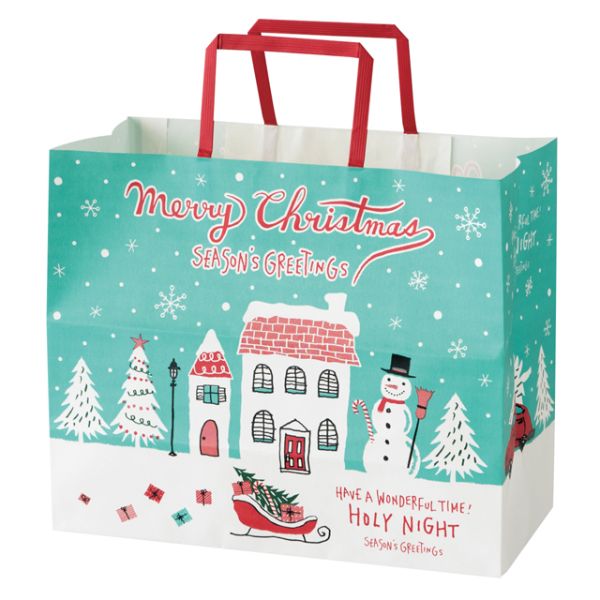紙手提袋 クリスマスミントブルー ペーパーバッグ-3(50枚) ヘッズ