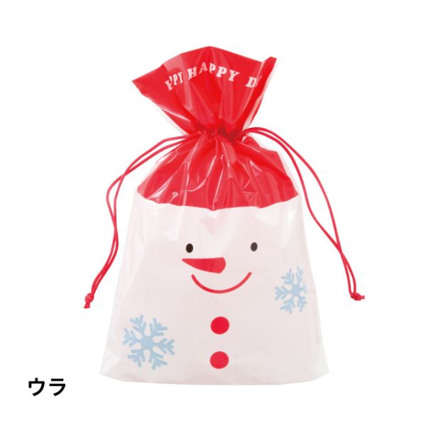 袋 クリスマスハッピーサンタアンドスノーマン 巾着バッグ-3(20枚) ヘッズ