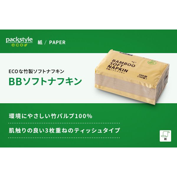 BB竹ティッシュ 300枚/100組 パックスタイル