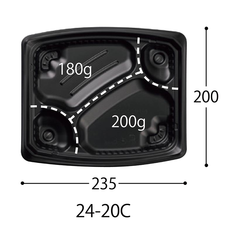 弁当容器 CT もり弁 24-20C ことねR-BK 中央化学
