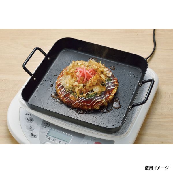 調理器具 IHでもガスでも使える鉄製角型プレート25×25cm パール金属