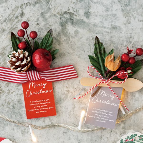 贈答用飾り クリスマスフルリールクリップ付/レッド-1(10個) ヘッズ