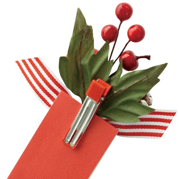 贈答用飾り クリスマスフルリールクリップ付/レッド-1(10個) ヘッズ