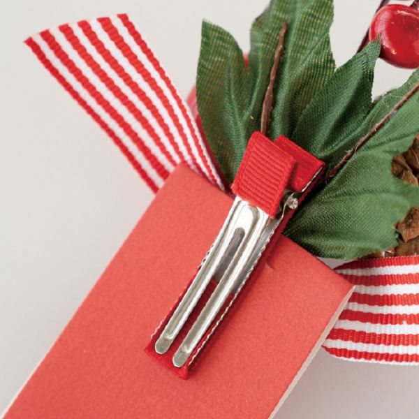 贈答用飾り クリスマスフルリールクリップ付/レッド-1(10個) ヘッズ