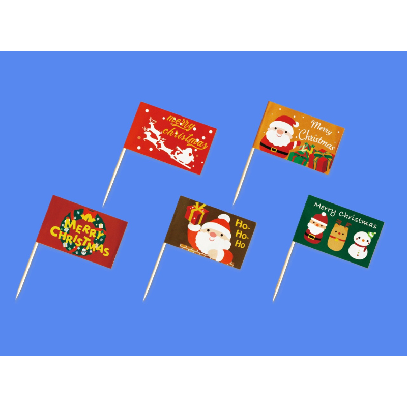 料理飾り ランチ旗 クリスマス 5種アソート 春日商事