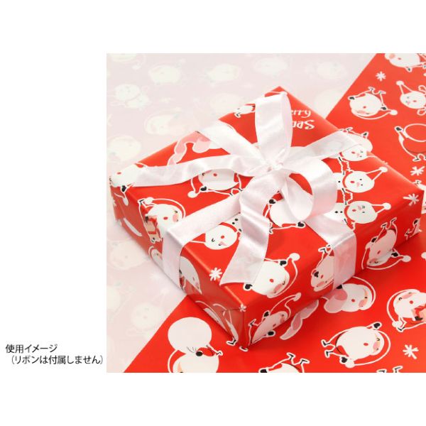 ラッピング パックタケヤマ 包装紙 豆サンタ 四六半才 レッド