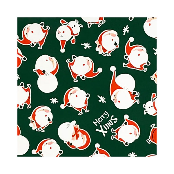 ラッピング パックタケヤマ 包装紙 豆サンタ 四六全判 グリーン