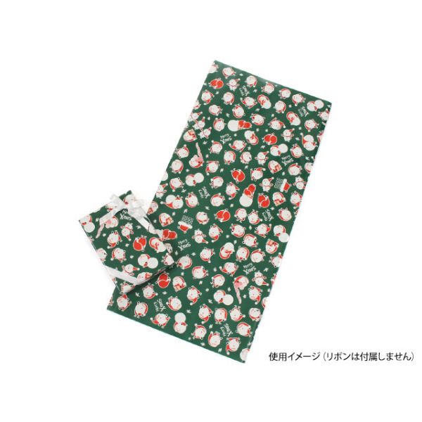 ラッピング パックタケヤマ 包装紙 豆サンタ 四六全判 グリーン