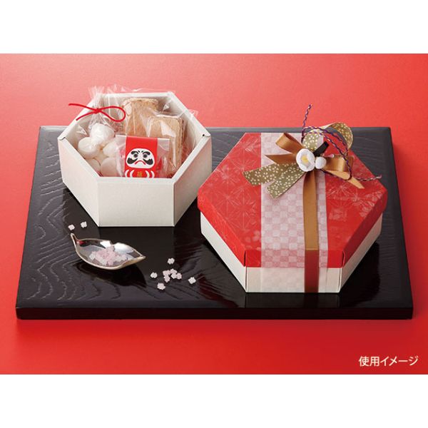 テイクアウトボックス 19-611K 六角(大)紅白 ヤマニパッケージ