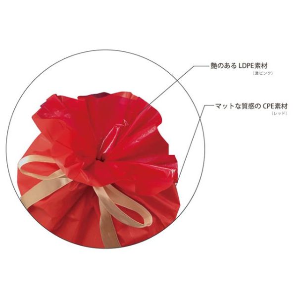 袋 4017 リボン付ギフトバッグ ピンストライプレッド 特大 ベルベ