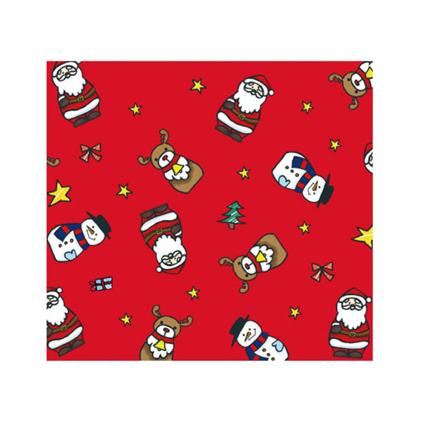 448 包装紙 クリスマスファミリー (赤) 4/6半切 ベルベ
