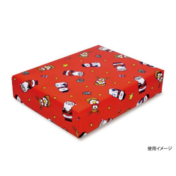 448 包装紙 クリスマスファミリー (赤) 4/6半切 ベルベ