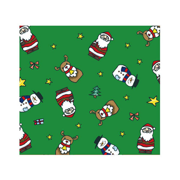 451 包装紙 クリスマスファミリー (緑) 4/6全判 ベルベ