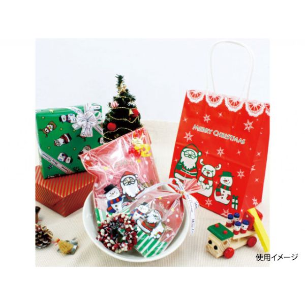 451 包装紙 クリスマスファミリー (緑) 4/6全判 ベルベ