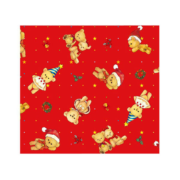 ラッピング ベルベ 613 包装紙 くまのクリスマス (赤) 4/6全判