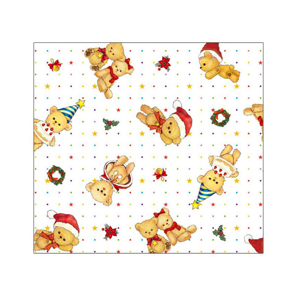 ラッピング ベルベ 615 包装紙 くまのクリスマス (白) 4/6全判