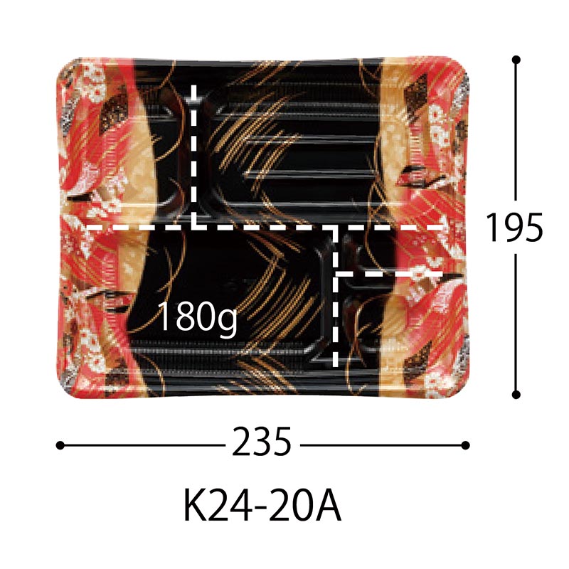 弁当容器 CT はずみ K24-20A 巴LR-BK 身 中央化学