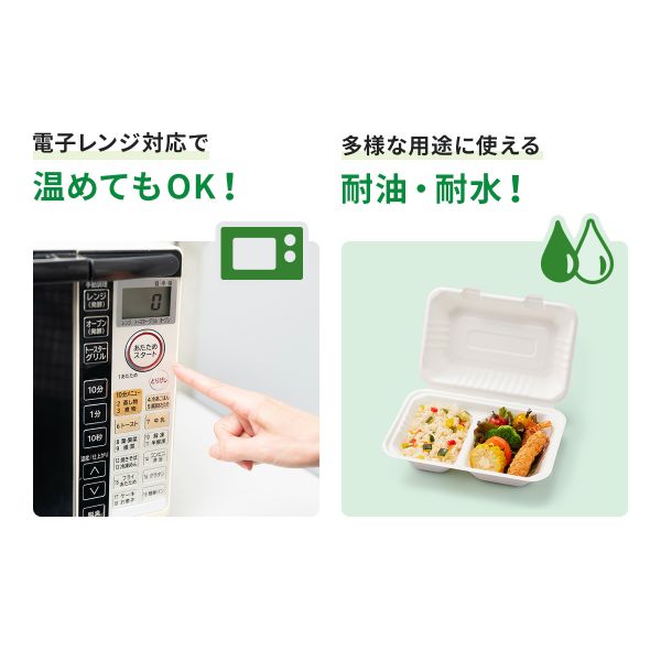 エコ容器 ABバガス ランチ240-150-2 パルプモールド フードパック 白色【weeco】