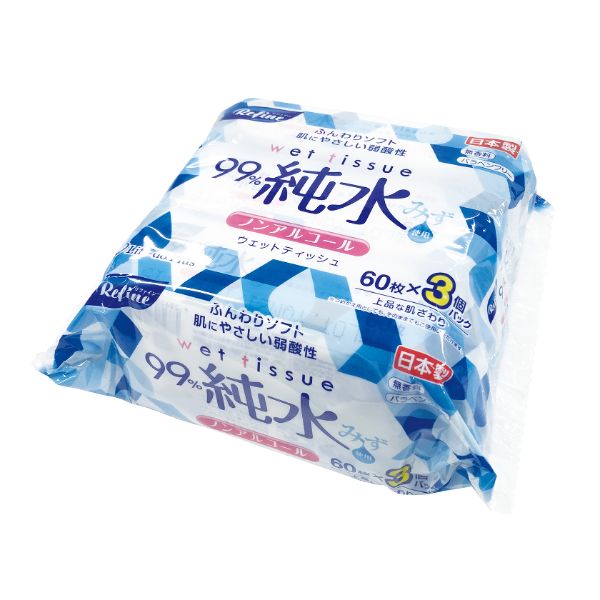 ウェットティッシュ LD-121 リファイン 純水99％ ウエットティッシュ(60枚3P) Life-do.Plus