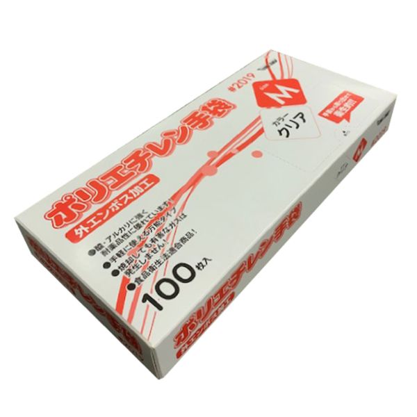 ポリ手袋 2019 ポリエチレン手袋 外エンボスエコノミー箱 クリア M 100枚入 川西工業
