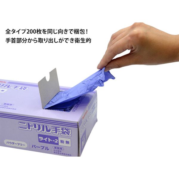 【200枚入】ニトリルライト-2 粉無 M 薄紫