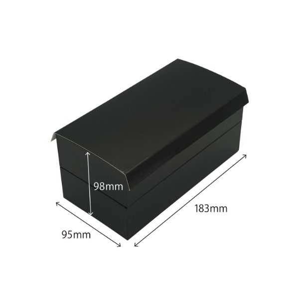 重箱・おせち容器 黒漆 貼箱 180-100 二段 パックスタイル