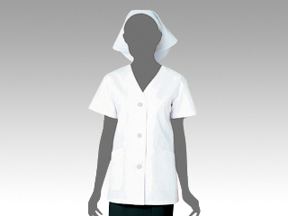 白衣  1-012 女子白衣(襟なし･半袖) LL