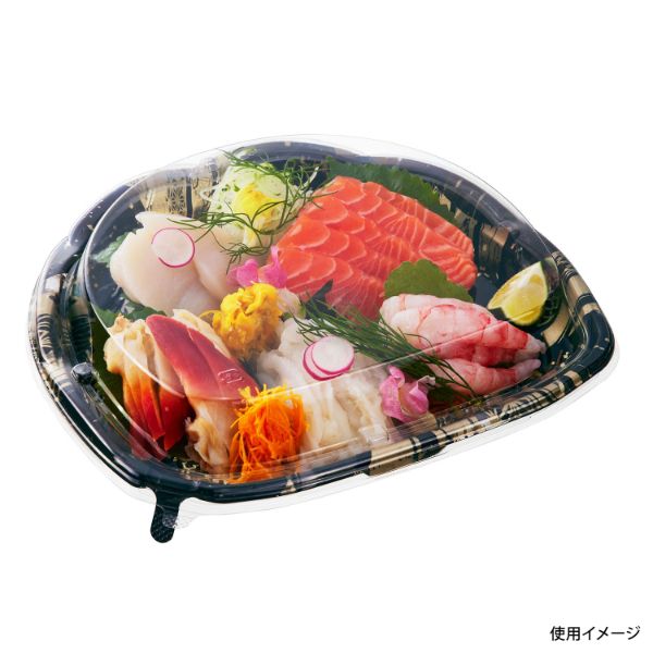 刺身容器 C-AP 旬花 23-21 箔流しBK 身 中央化学
