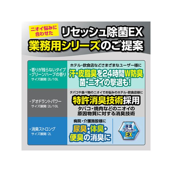 消臭剤 リセッシュ除菌EX デオドラントパワー 香り残らないタイプ 業務用10L 花王