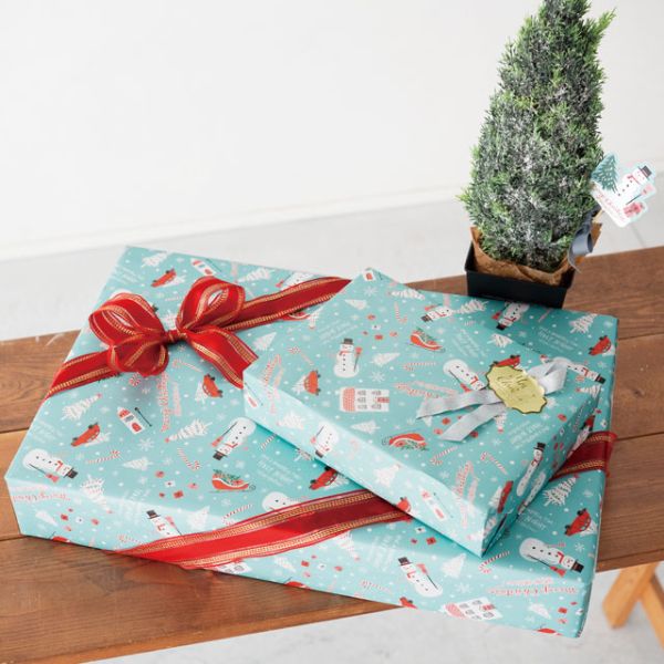 クリスマスミントブルー 包装紙-1(全紙)(50枚) ヘッズ