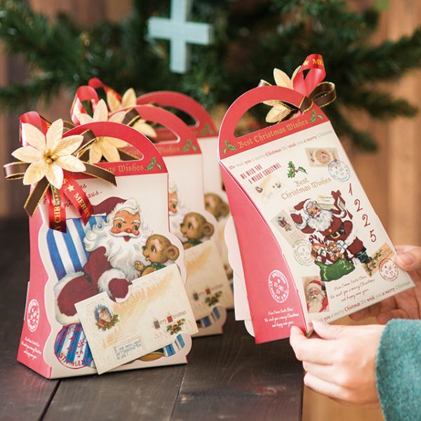贈答箱 クリスマスアンティークサンタ ギフトBOXバッグ型-S(20枚)