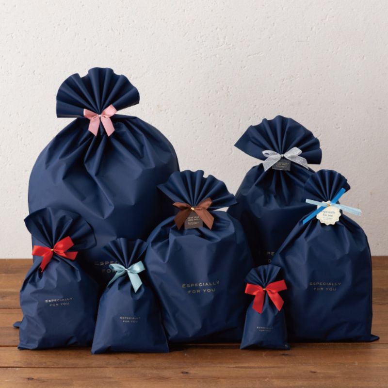 ラッピング用品 梨地バッグネイビー-L(30枚) ヘッズ