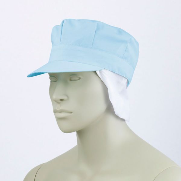 衛生用帽子 9-1066_F 天メッシュ八角帽子たれ付 兼用 ブルー フリーサイズ 住商モンブラン