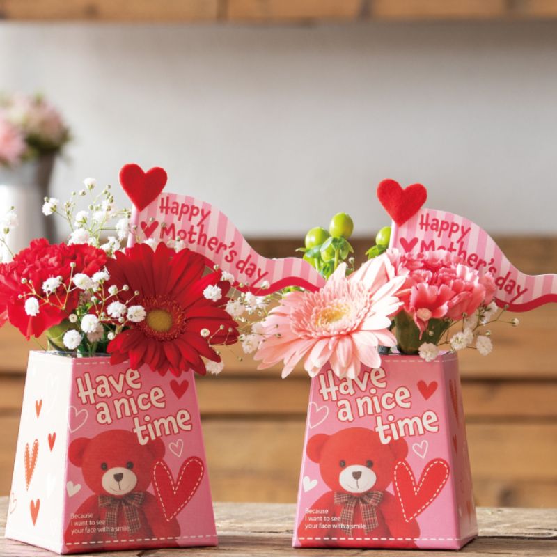 贈答用飾り 母ノ日フラワーピック-58 ハートフラッグ(10本) ヘッズ