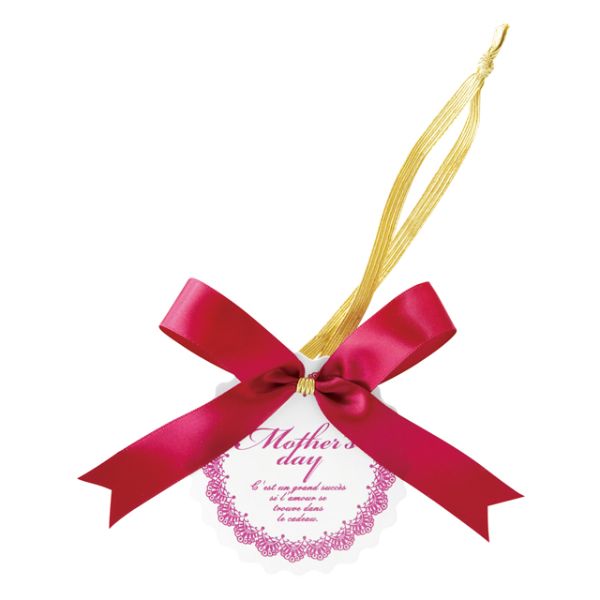 贈答用飾り 母ノ日ワンタッチタッグ付ゴムリボン-3 ワイン(20個) ヘッズ