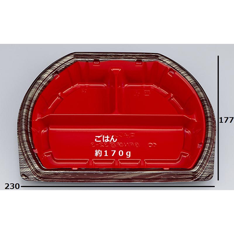 弁当容器 BFN味音(みおん)32-3 銀木赤本体 シーピー化成